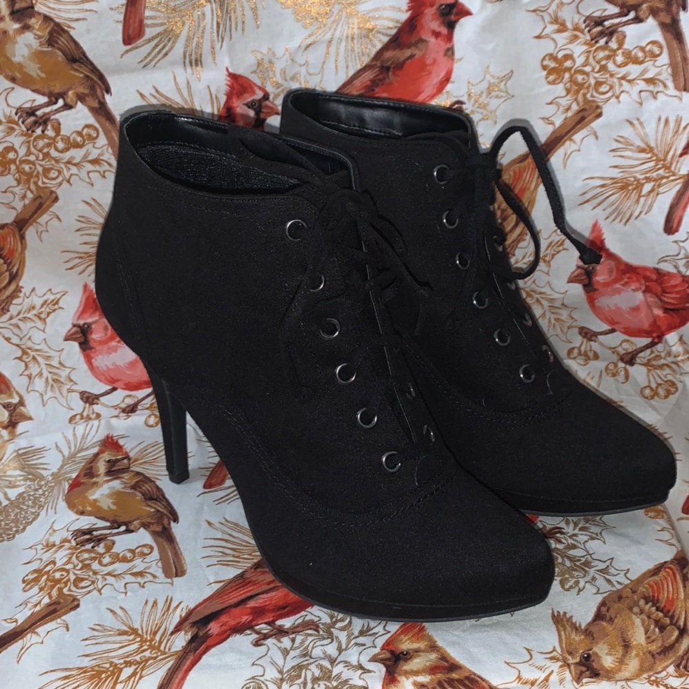 Black Suede laced boot heels